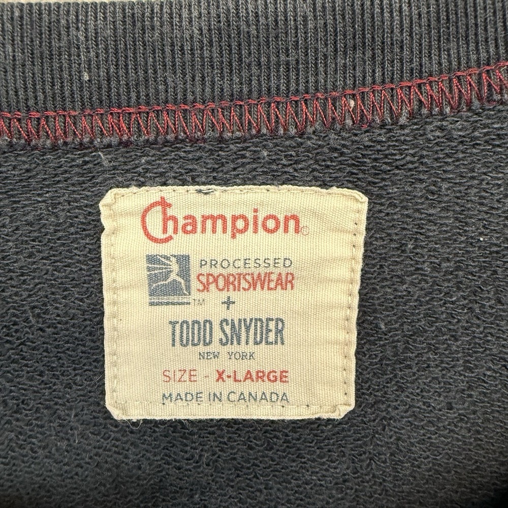 Todd Snyder x Champion Navy Crewneck Sweatshirt Pocket Reverse Weave Men's XL - Picture 3 of 8